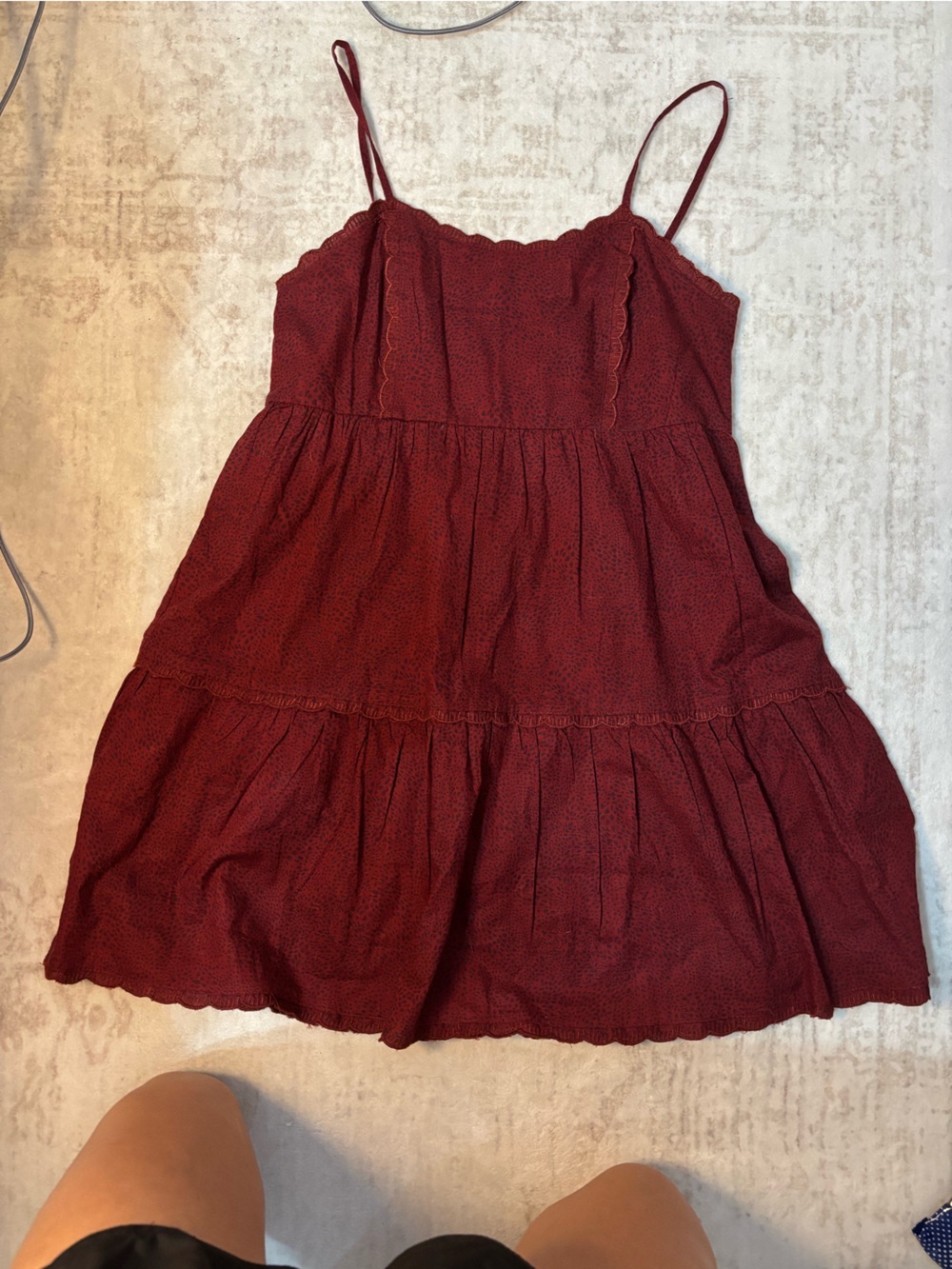 Aeropostale Burgundy Spaghetti Strap Tiered Sundress